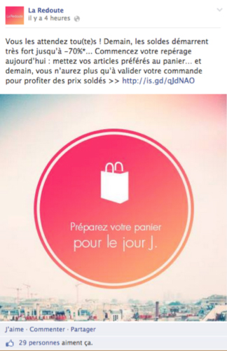 Page Facebook Soldes La Redoute