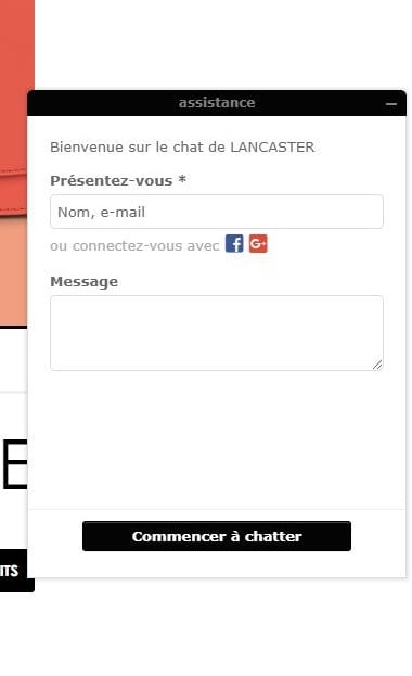 Lancaster chatbot - élément de réassurance pour site E-Commerce